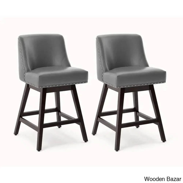 Choutez Swivel Upholstered 26’’ Counter And Bar Stool With Solid Wood Frame (Set Of 2)