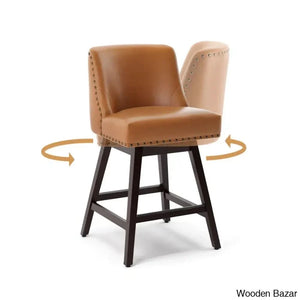 Choutez Swivel Upholstered 26’’ Counter And Bar Stool With Solid Wood Frame (Set Of 2)
