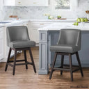 Choutez Swivel Upholstered 26’’ Counter And Bar Stool With Solid Wood Frame (Set Of 2) Gray