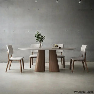 Churchill 4 Seater Stone Top Double Pedestal Dining Set 29.53’’H X 78.74’’L 35.43’’W