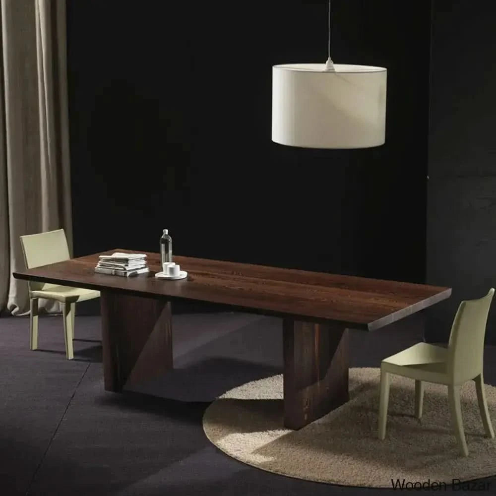 Clem Luxury Rectangular Wooden Dining Table - Bazar