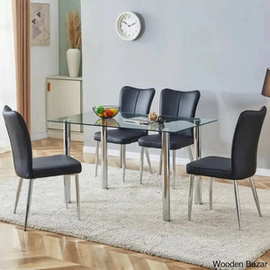 Clemency 4 Seater Glass Top Dining Set - Wooden Bazar