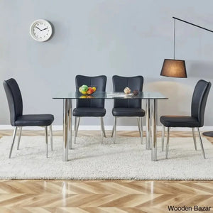 Clemency 4 Seater Glass Top Dining Set - Wooden Bazar