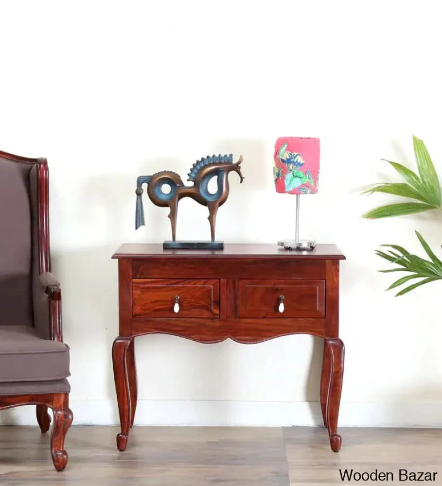 Solid Wood Console Table In Honey Oak