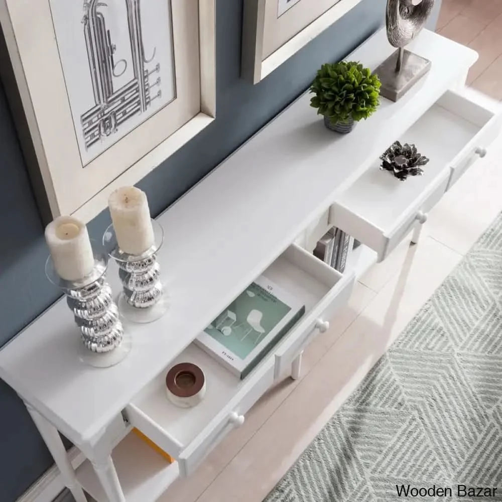 Wood Double Hall Console Table