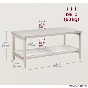 Coffee And Center Table With Pvc Rattan Storage Shelf