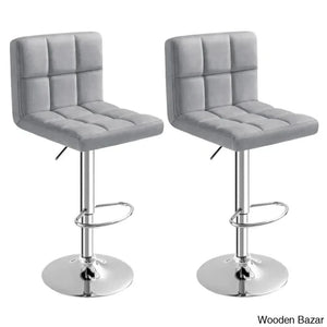 Colebrooko Swivel Upholstered Adjustable Height Counter And Bar Stool With Metal Frame (Set Of 2)