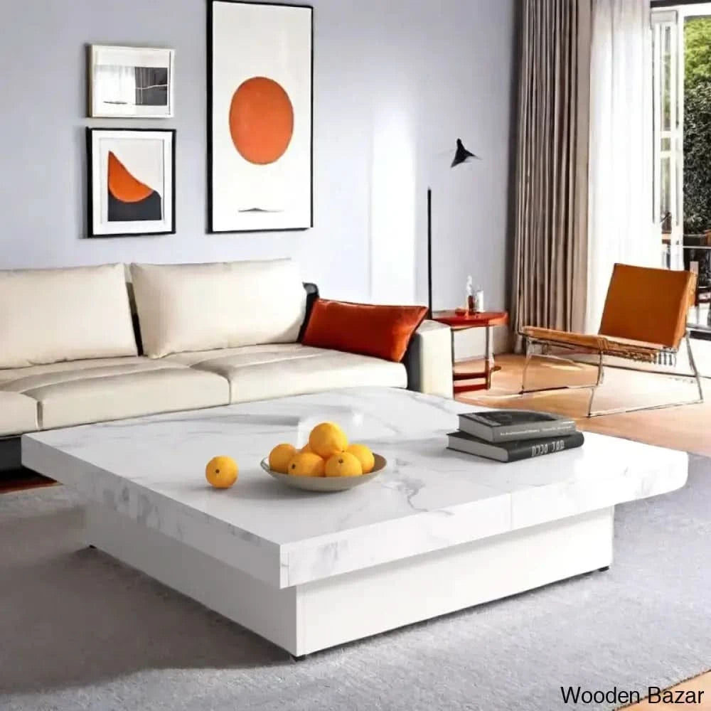Colma Square Coffee And Center Table Sliding Top With Four Storage Compartments