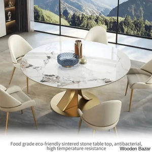 Contemporary Round Sintered Stone Dining Table set