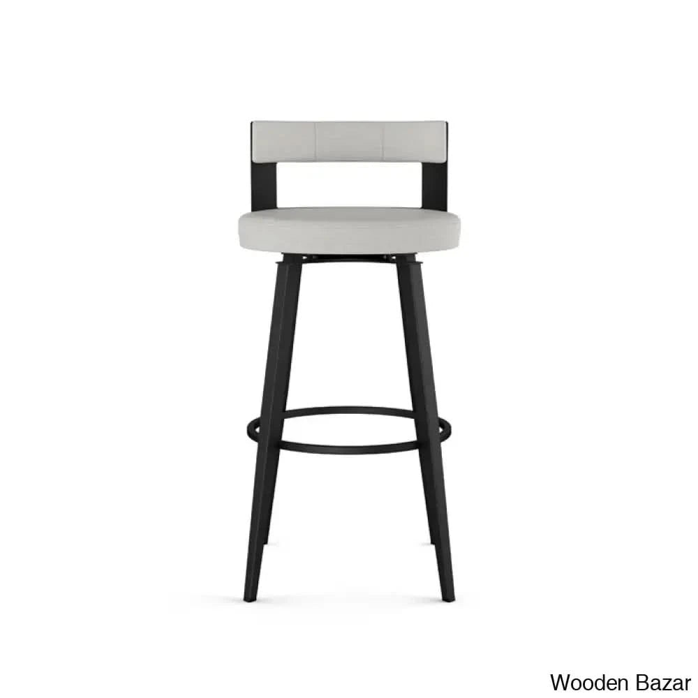 Cordas Swivel Upholstered Counter & Bar Stool Black / Light Gray (30.5’’ Seat Height)