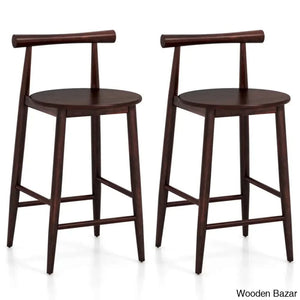 Cosetway Swivel Bar Chair Counter Height Stools Set Of 2 With Acacia Wood Frame Supporting Leg And