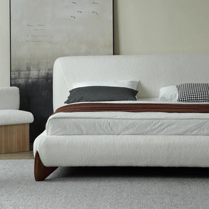 Pearl Modern White Bouclé Upholstered Platform Bed