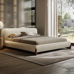 Pearl Modern White Bouclé Upholstered Platform Bed