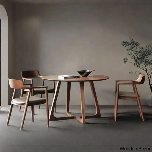 Dana 4 Seater Solid Wood Sled Dining Set - Wooden Bazar 29.5’’H X 51.2’’L 51.2’’W