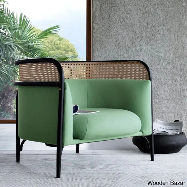 Dannifer Solid Wood Two-Seater Sofa With Empowered Living With Elegant Design Green Divina / 1