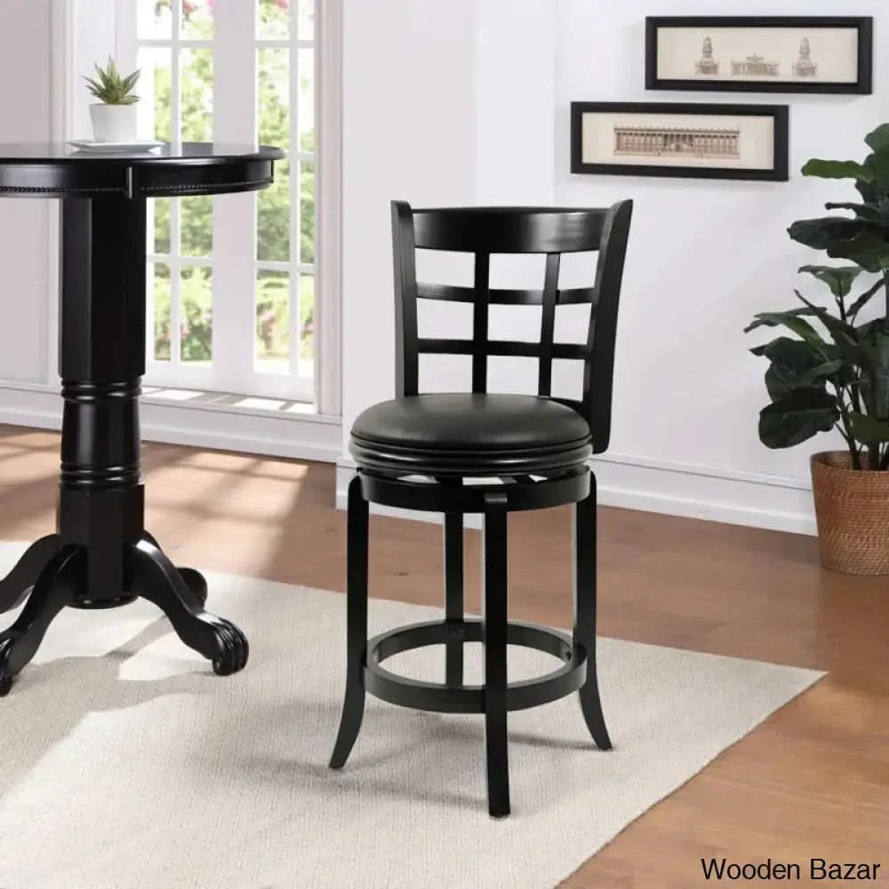 Darb Swivel Upholstered Counter And Bar Stool With Solid Wood Frame Black / (24’’ Seat Height)
