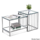 Dardan Modern Glass Nesting Coffee And Center Tables Silver