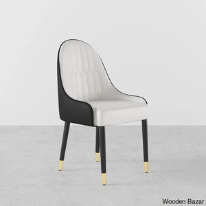 Darg Modern Dining Chairs (Set Of 2) With Pu Leather In White & Black With Sleek Metal Legs