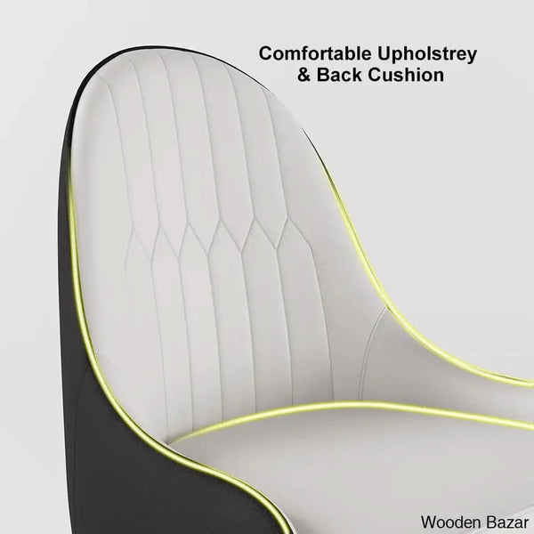 Darg Modern Dining Chairs (Set Of 2) With Pu Leather In White & Black With Sleek Metal Legs