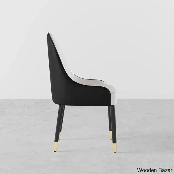 Darg Modern Dining Chairs (Set Of 2) With Pu Leather In White & Black With Sleek Metal Legs