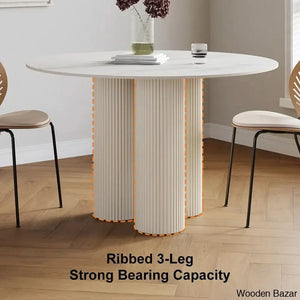 Darleen Modern Oval Dining Table With White Sintered Stone Top And Three Sleek Legs