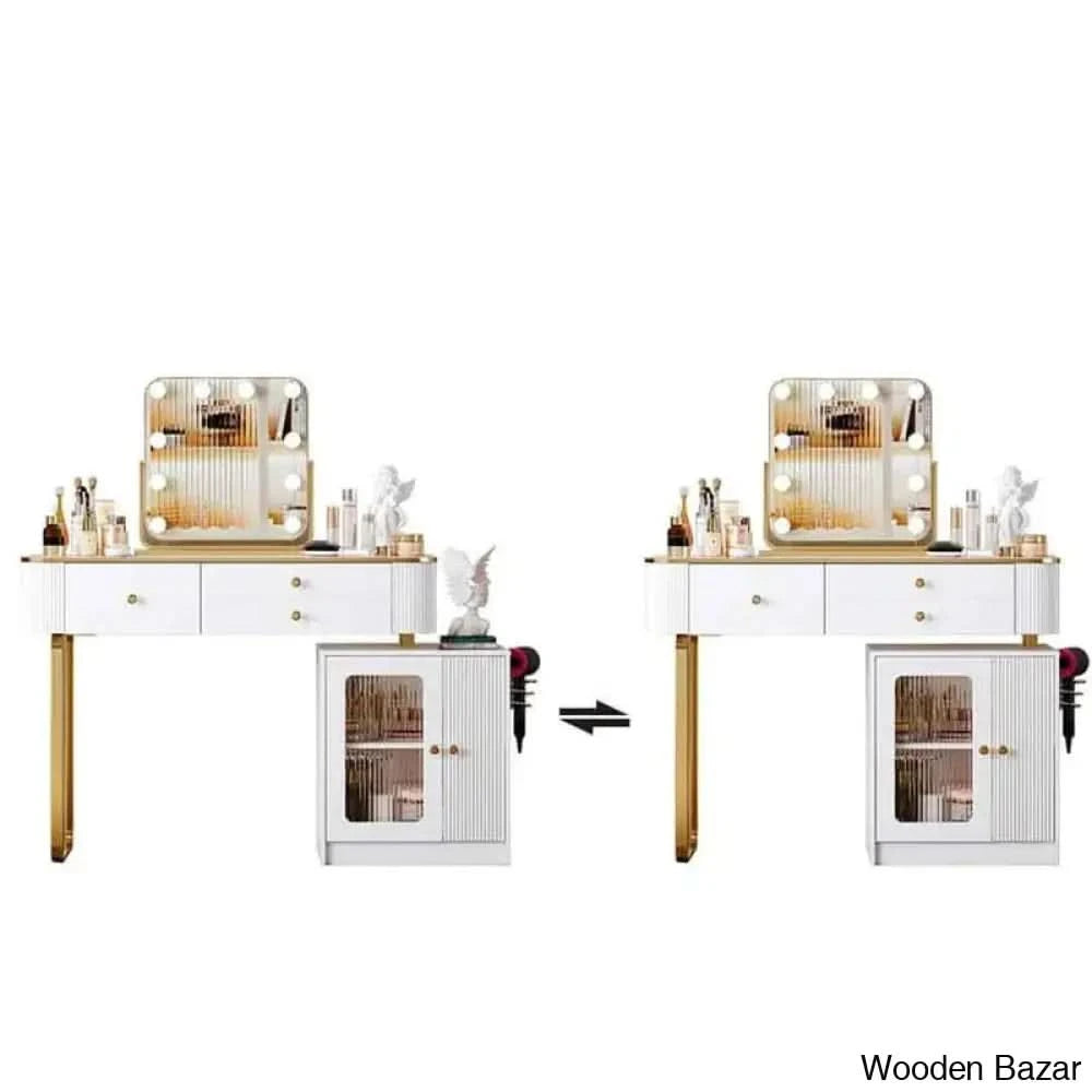 Dartha Vanity Dressing Table With Mirror And Lights