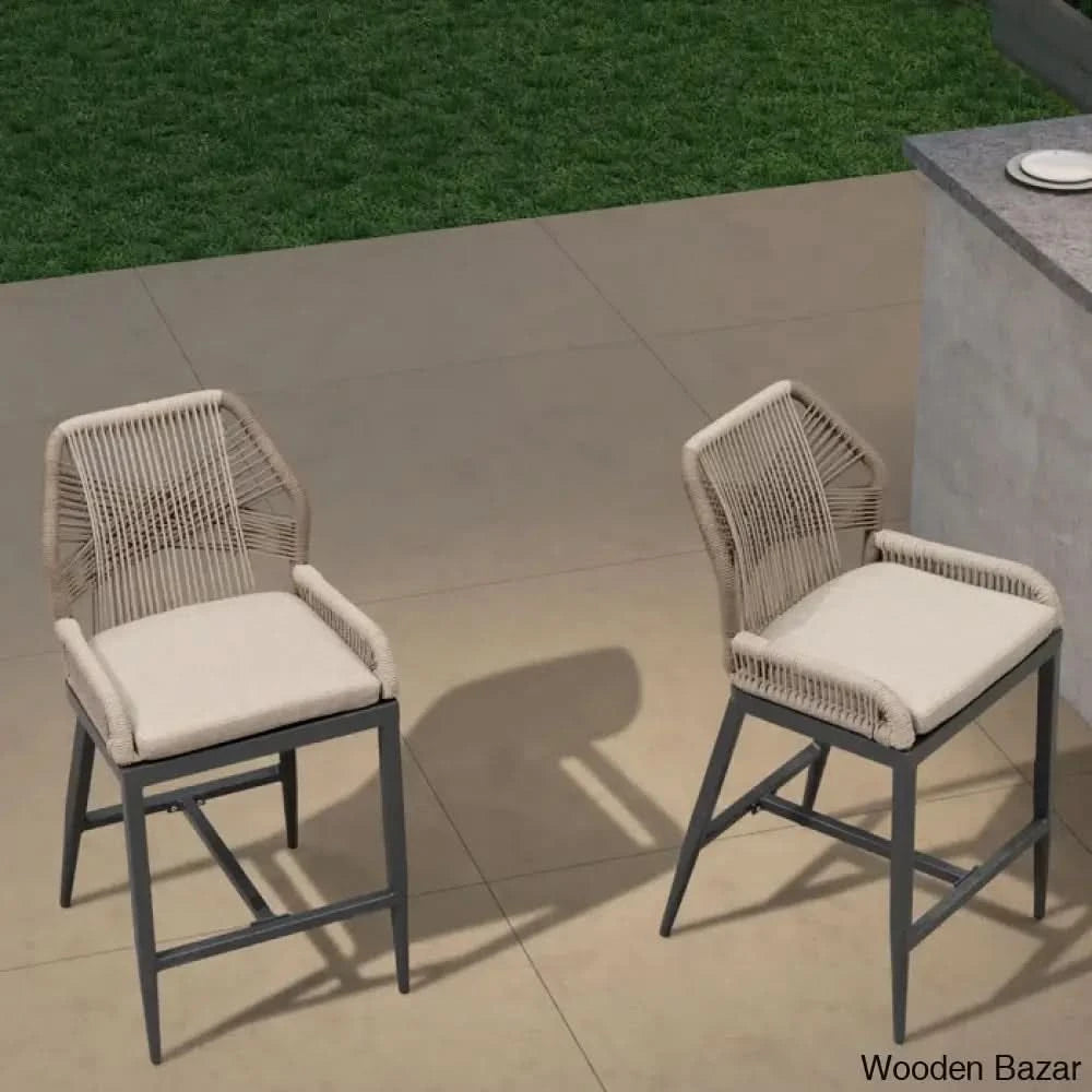 Davano Swivel Outdoor 24.8’’ Counter And Bar Stool (Set Of 2) Dark Gray
