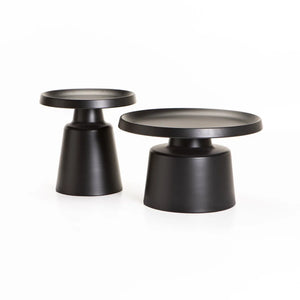 Modern Round Metal Side Table with Matte Black Pedestal Base