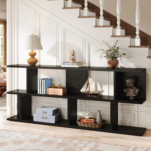 3-Tier Console Table with Open Shelving  Wooden Bazar