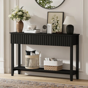 Valdemara 3-Drawer Console Table with Lower Shelf  Wooden Bazar