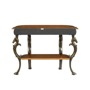 Console Table with Ornate Horse Motif Legs  Wooden Bazar