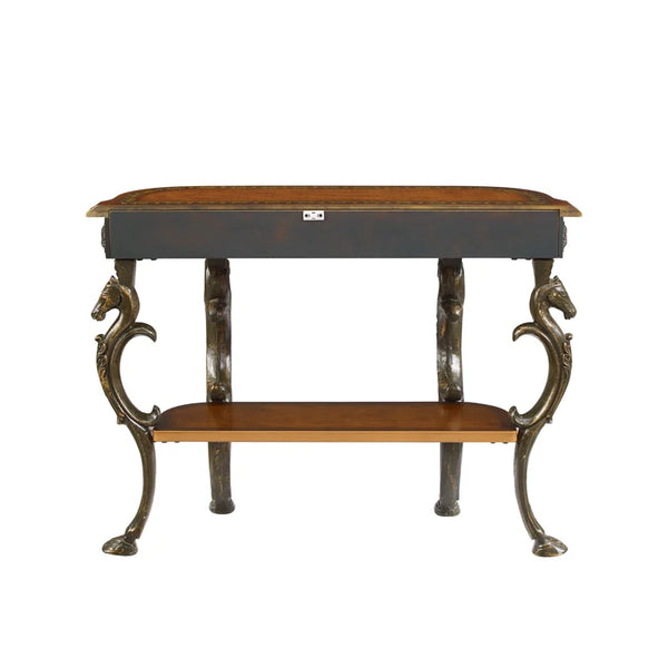 Console Table with Ornate Horse Motif Legs  Wooden Bazar