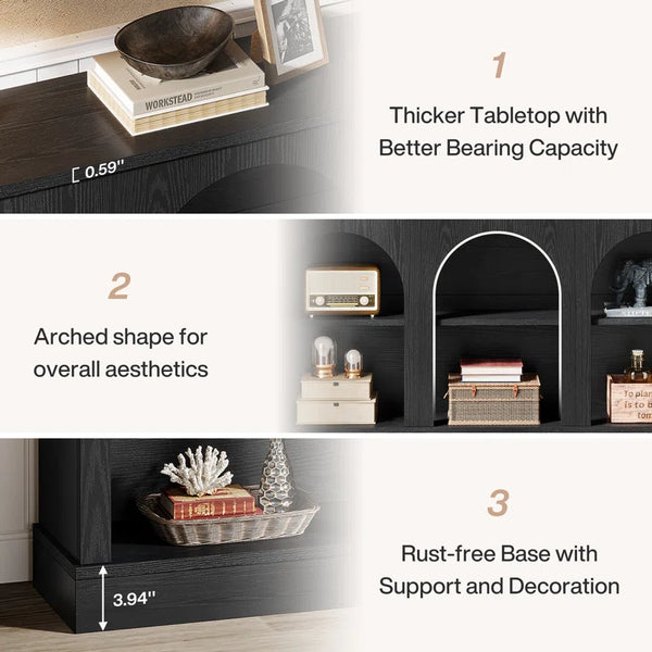Farmhouse Console Table with 3-Tier Storage  Wooden Bazar