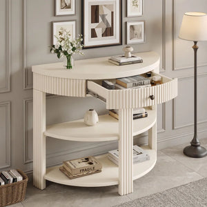 Console Table with Drawer & Shelves  Wooden Bazar