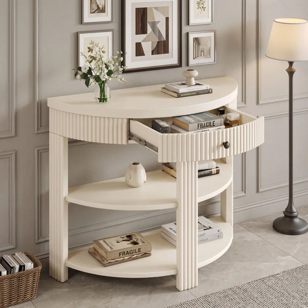 Console Table with Drawer & Shelves  Wooden Bazar