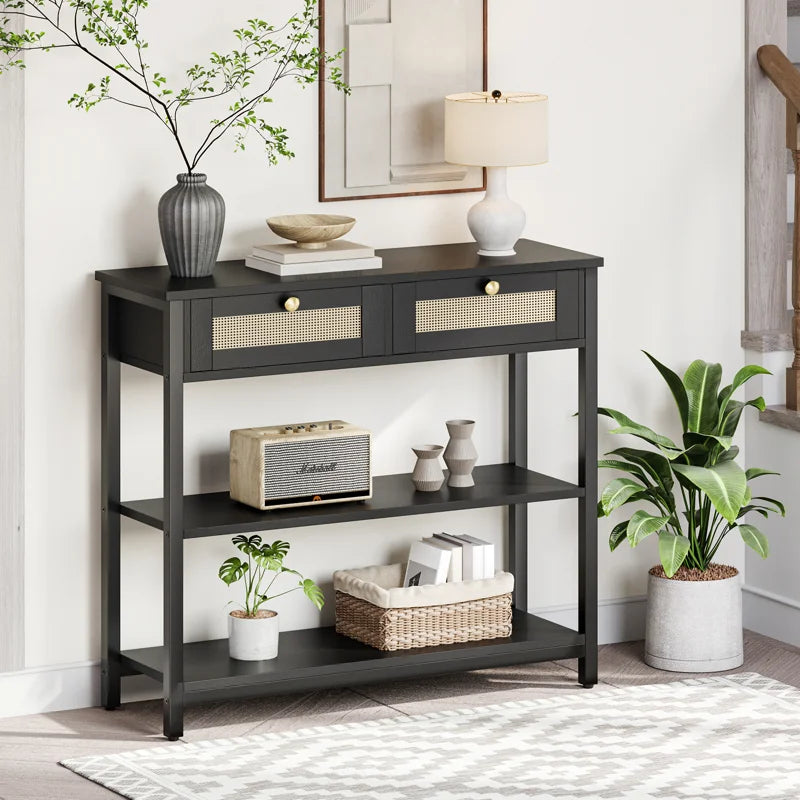 Console Table with 3 Drawers  Wooden Bazar