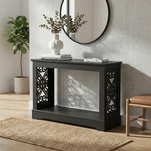 Wood Console Table with Open Shelf  Wooden Bazar