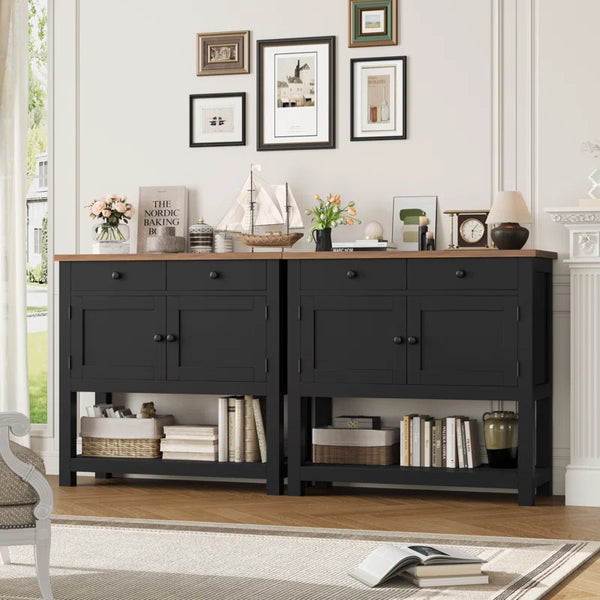 Latiasha 35.4" Console Table with Drawers and Cabinet  Wooden Bazar