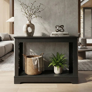 Wood Console Table with Open Shelf  Wooden Bazar