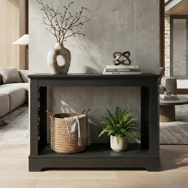 Wood Console Table with Open Shelf  Wooden Bazar