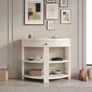 Console Table with Drawer & Shelves  Wooden Bazar