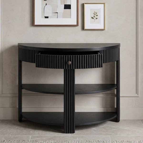 Console Table with Drawer & Shelves  Wooden Bazar