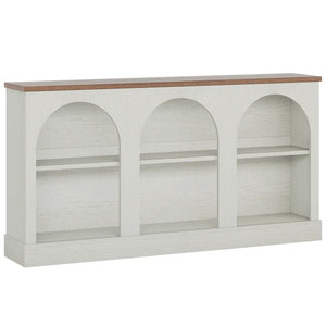 Farmhouse Console Table with 3-Tier Storage  Wooden Bazar