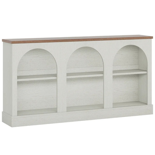 Farmhouse Console Table with 3-Tier Storage  Wooden Bazar
