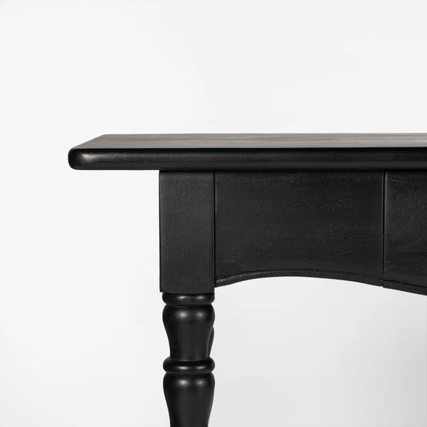 Isabel Spindle Solid Wood 2-Drawer Console Table with Brass Knobs  Wooden Bazar