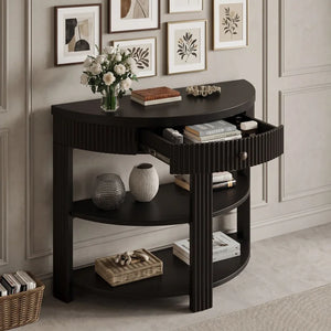 Console Table with Drawer & Shelves  Wooden Bazar