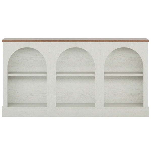 Farmhouse Console Table with 3-Tier Storage  Wooden Bazar