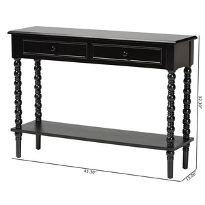 Laura Baxton Studio Malinda Classic Black Wood 2-Drawer Console Table  Wooden Bazar