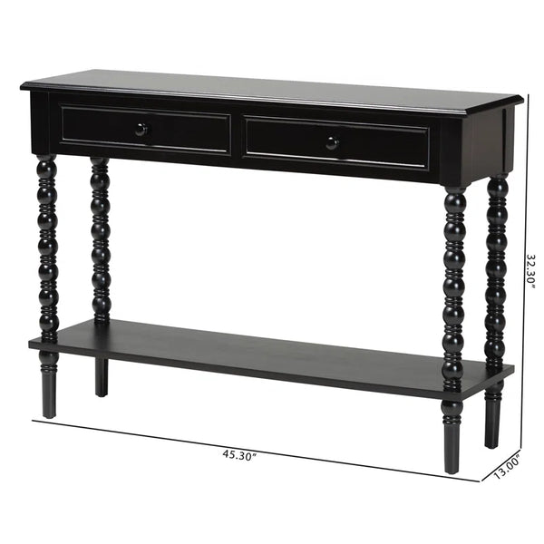 Laura Baxton Studio Malinda Classic Black Wood 2-Drawer Console Table  Wooden Bazar