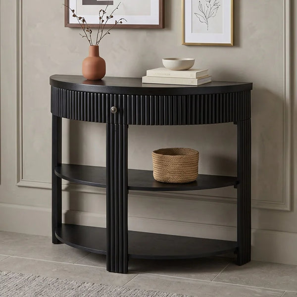 Console Table with Drawer & Shelves  Wooden Bazar